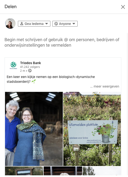 Instructie LinkedInbericht delen op je bedrijfspagina